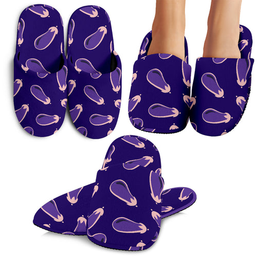 Eggplant Pattern Print Design 02 Slippers