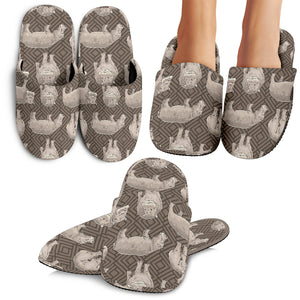 Hippopotamus Pattern Print Design 04 Slippers