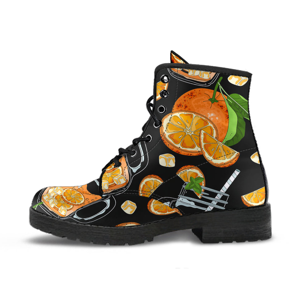 Orange Ice Orance Juice Pattern Leather Boots