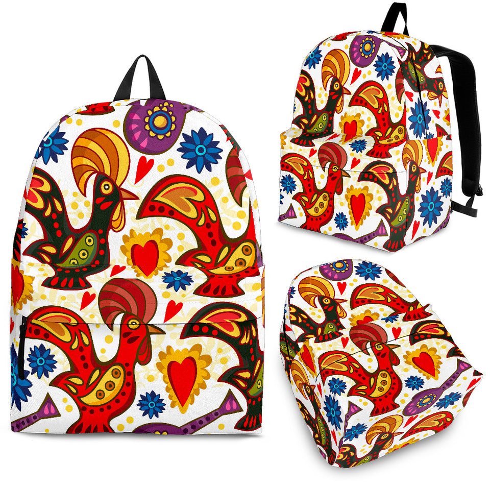Colorful Rooster Chicken Guitar Pattern Backpack