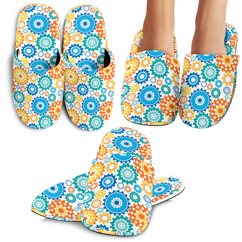 Gear Pattern Print Design 04 Slippers