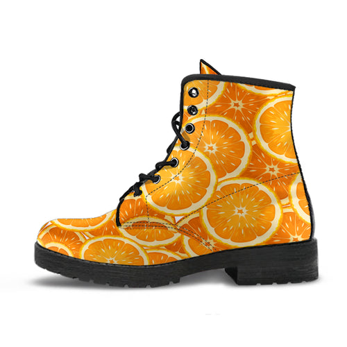 Sliced Orange Pattern Leather Boots