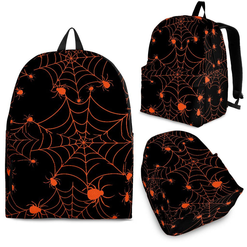Orange Cobweb Spider Web Pattern Backpack