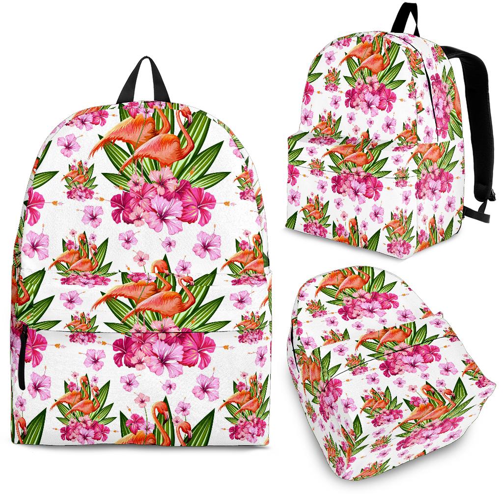 Flamingo Pink Hibiscus Pattern Backpack