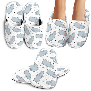 Hippopotamus Pattern Print Design 01 Slippers