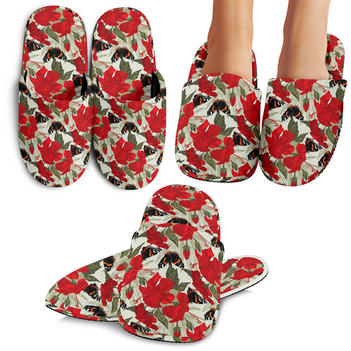 Hibiscus Pattern Print Design 04 Slippers