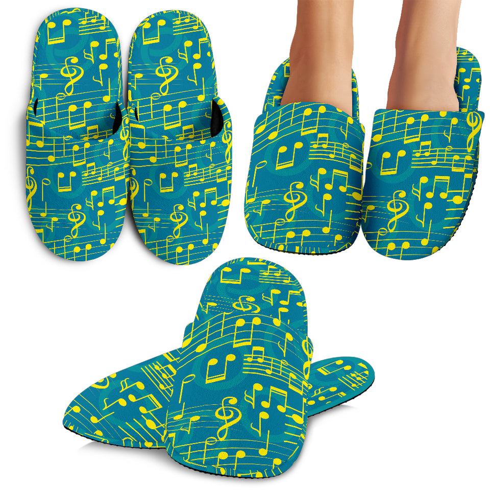 Music Notes Pattern Print Design 05 Slippers