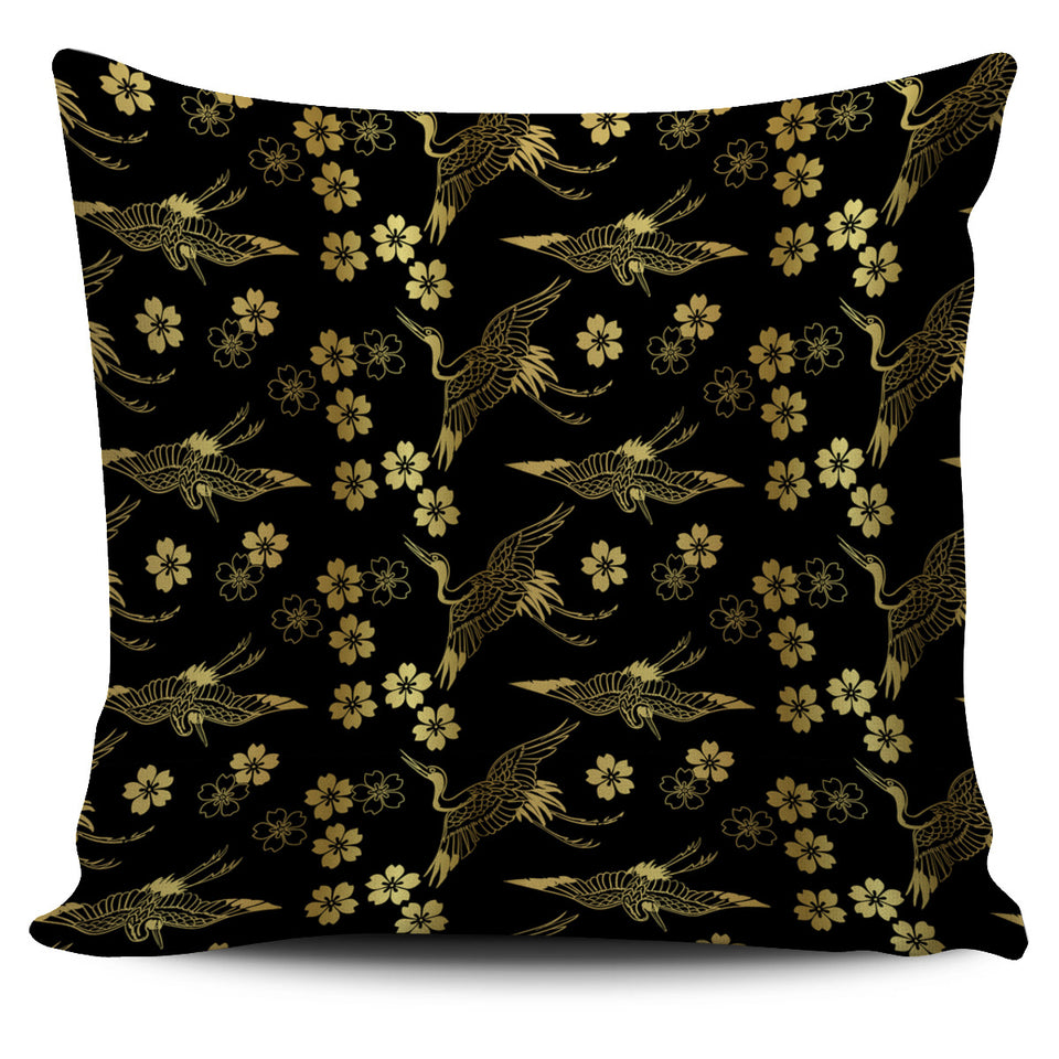 Gold Japanese Theme Pattern Pillow Cover