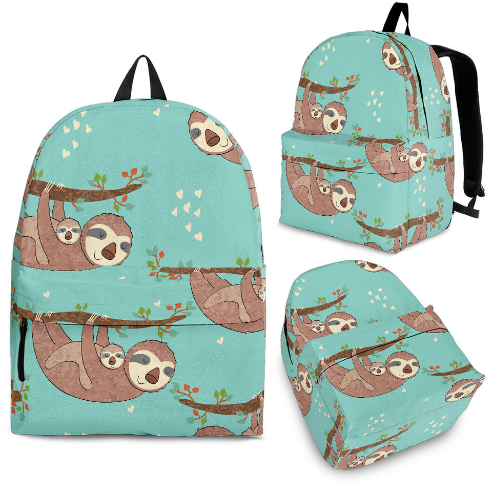 Sloth Mom and baby Pattern Backpack