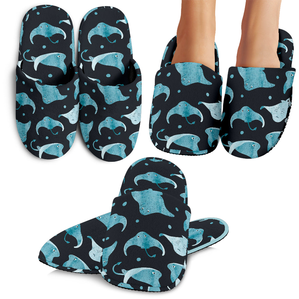 Stingray Pattern Print Design 04 Slippers