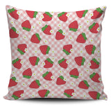 Strawberry Pattern Stripe Background Pillow Cover