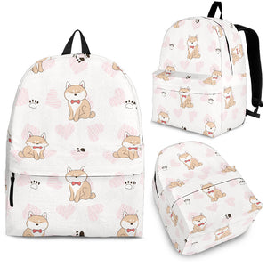 Cute Shiba Inu Heart Pattern Backpack