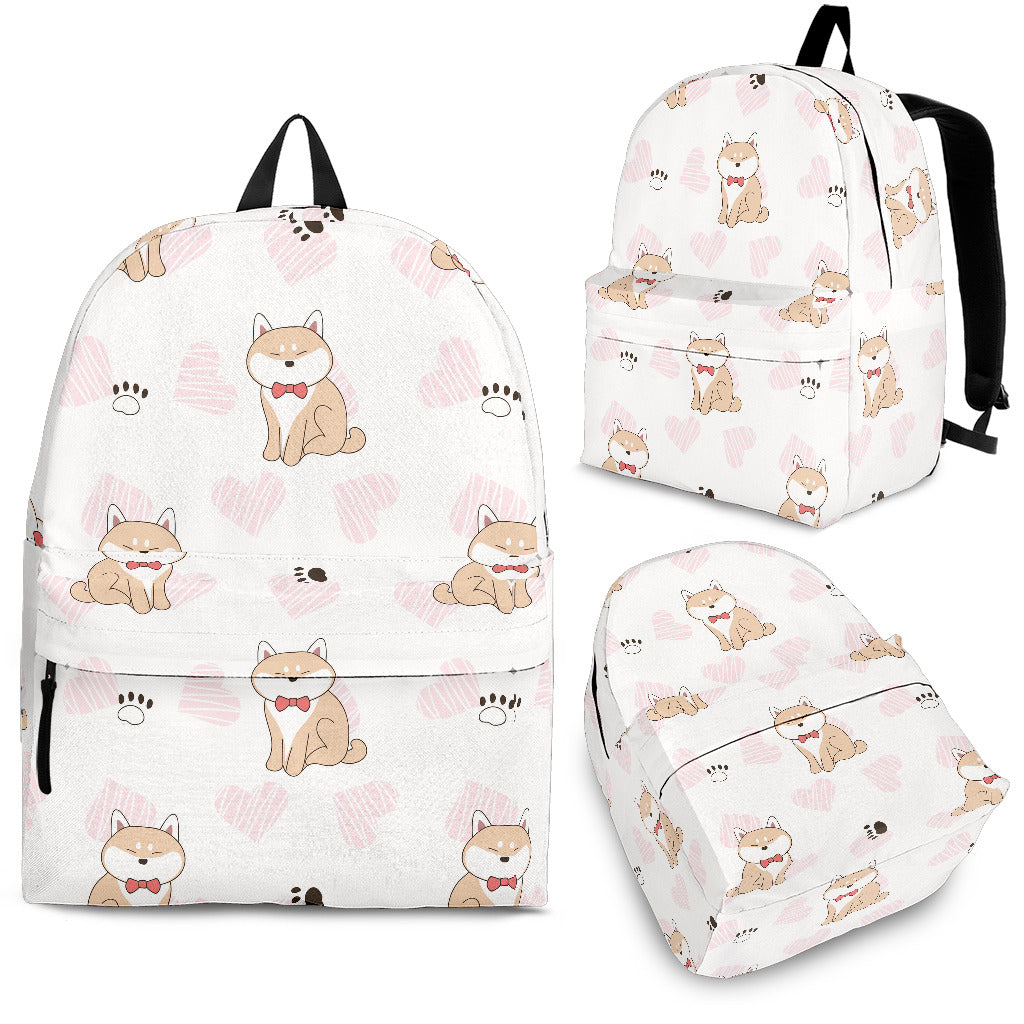 Cute Shiba Inu Heart Pattern Backpack