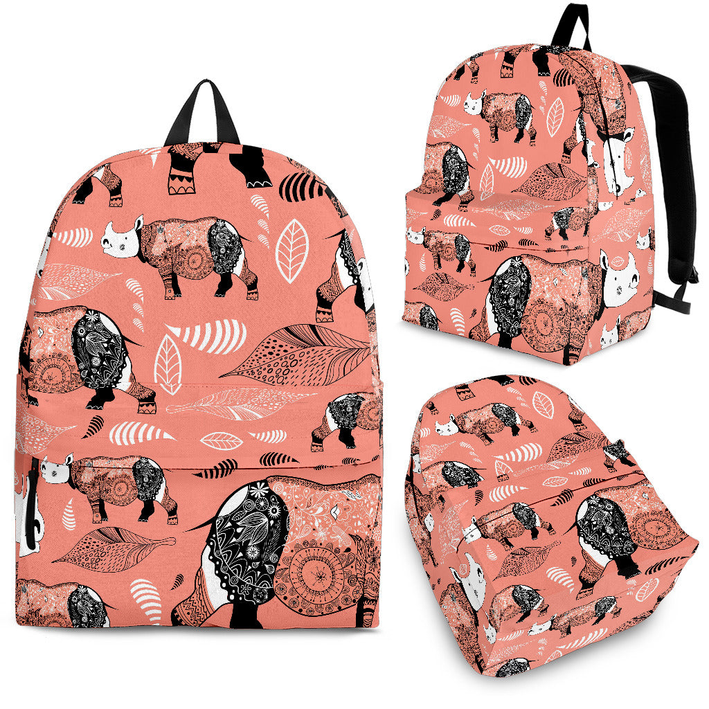 Rhino Tribal Pattern Backpack