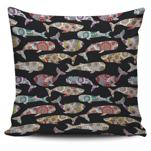 Whale Flower Tribal Pattern Pillow Cover