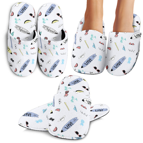 Surfboard Pattern Print Design 01 Slippers