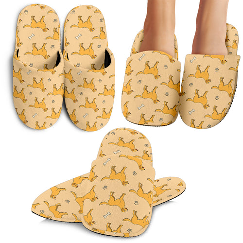 Golden Retriever Pattern Print Design 04 Slippers