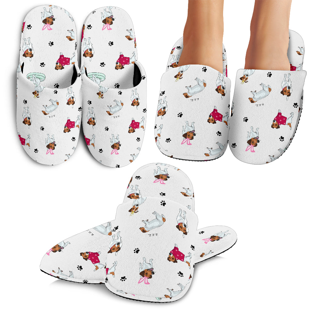 Jack Russel Pattern Print Design 03 Slippers