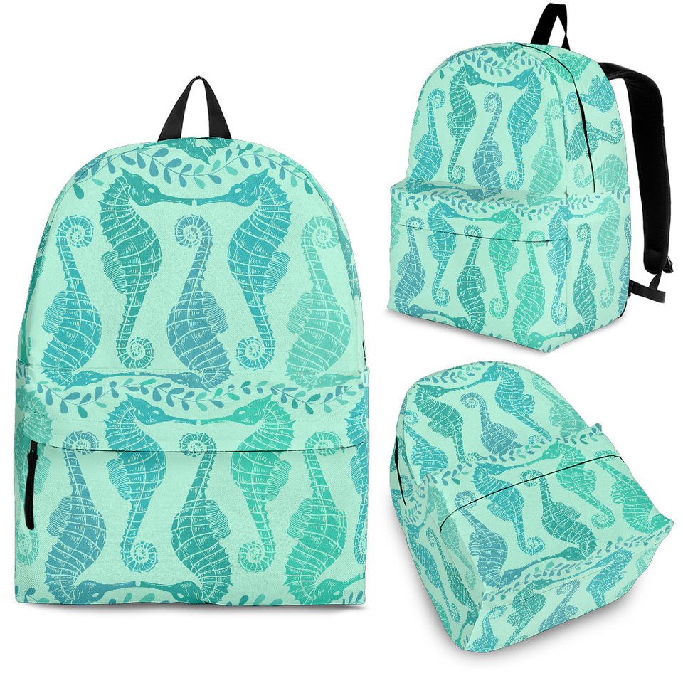 Seahorse Green Pattern Backpack
