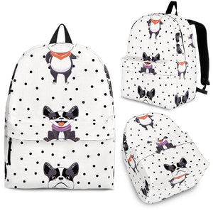 Cute Boston Terrier Pokka Dot Pattern Backpack