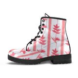 Heliconia Pink White Pattern Leather Boots