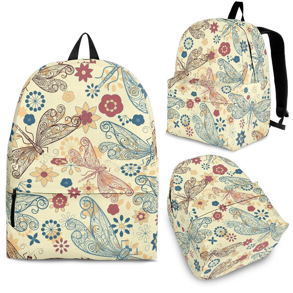Dragonfly Flower Pattern Backpack