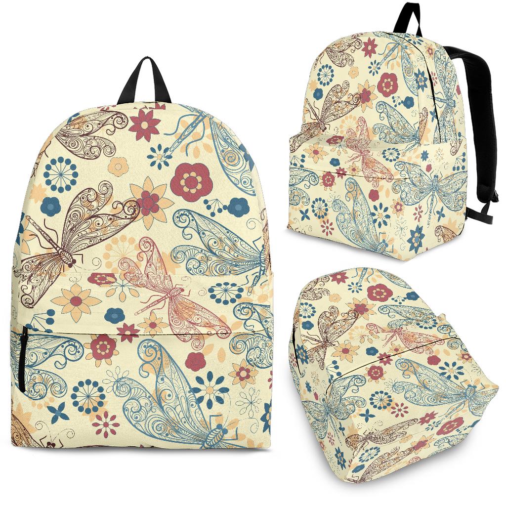 Dragonfly Flower Pattern Backpack