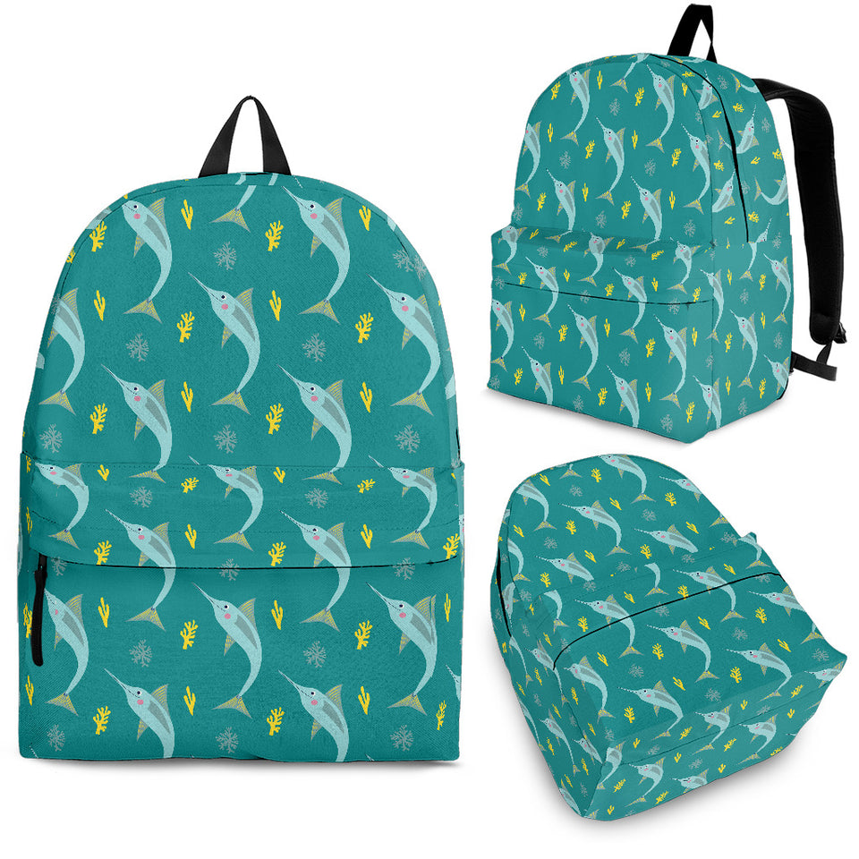 Swordfish Pattern Print Design 04 Backpack