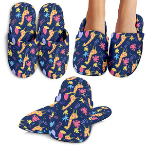Giraffe Pattern Print Design 04 Slippers