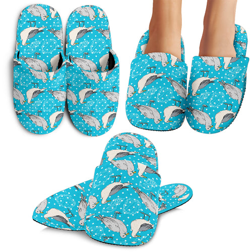 Seagull Pattern Print Design 02 Slippers