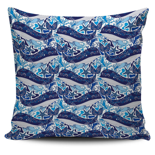 Whale Starfish Pattern Pillow Cover