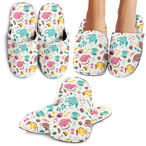 Tea pots Pattern Print Design 05 Slippers