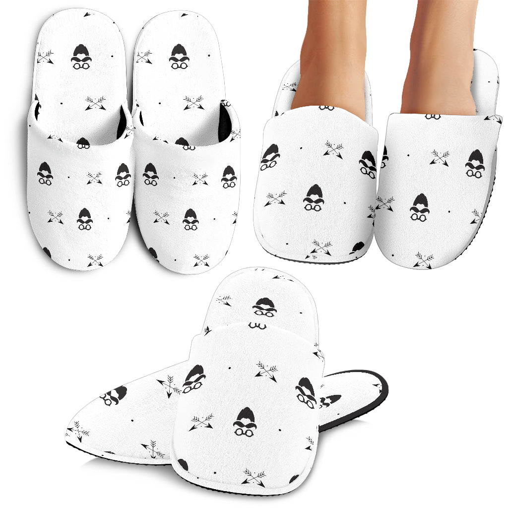 Mustache Beard Pattern Print Design 01 Slippers