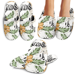 Zebra Hibiscus Pattern Slippers