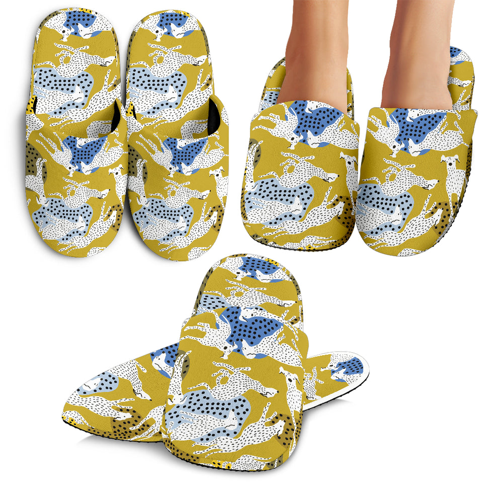 Greyhound Pattern Print Design 02 Slippers