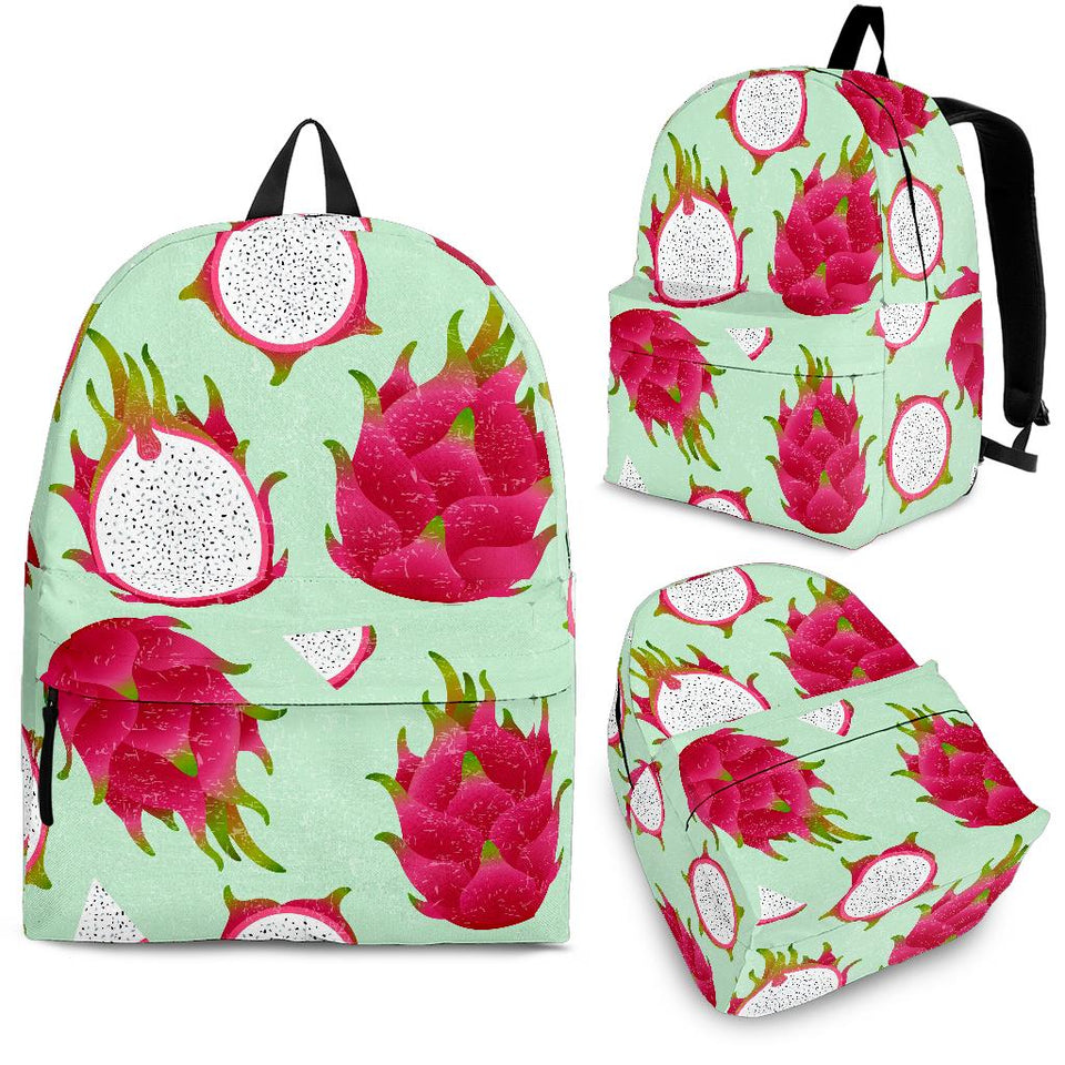 Dragon Fruit Pattern Green Background Backpack