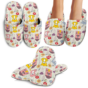 Teddy Bear Pattern Print Design 04 Slippers