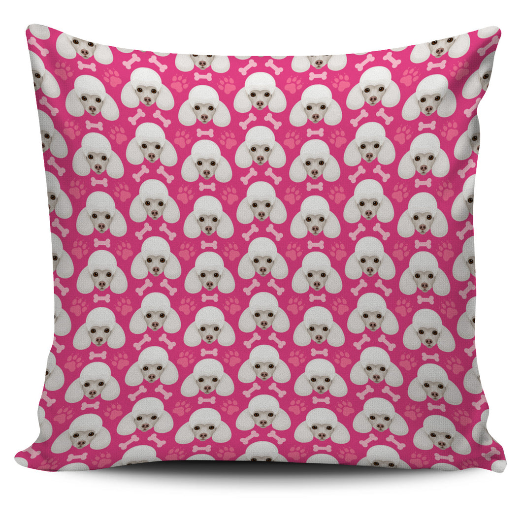 Poodle Pattern Pink background Pillow Cover