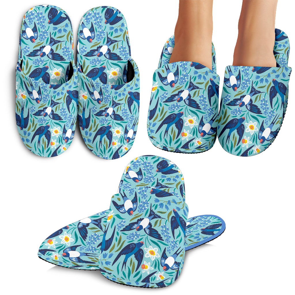 Swallow Pattern Print Design 05 Slippers