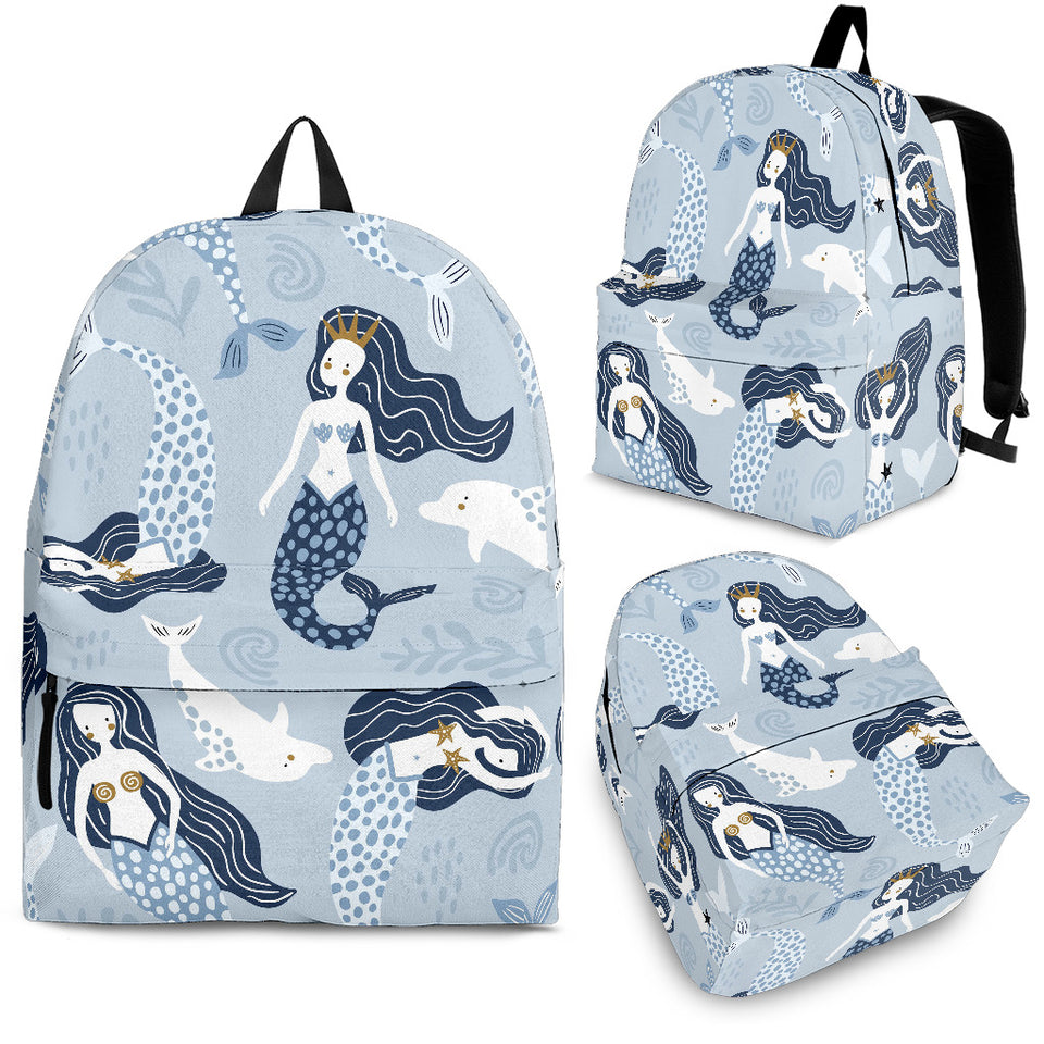Mermaid Dolphin Pattern Backpack