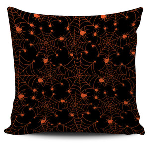 Orange Cobweb Spider Web Pattern Pillow Cover
