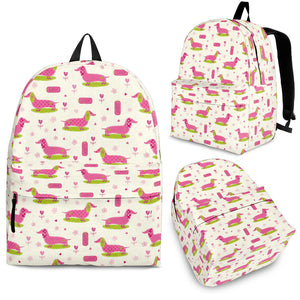 Pink Dachshund Pattern Backpack