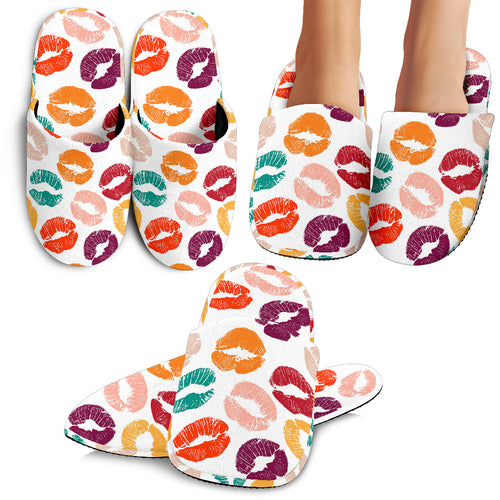 Lips Pattern Print Design 03 Slippers