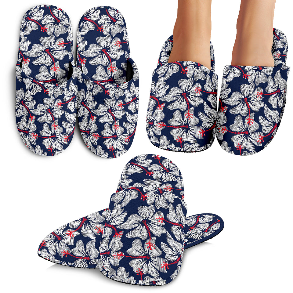 Hibiscus Pattern Print Design 02 Slippers