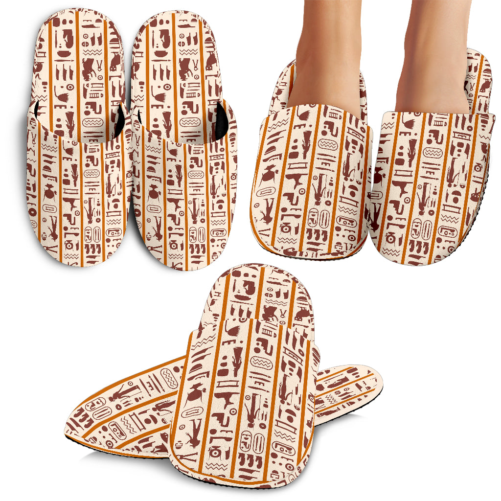 Egypt Hieroglyphics Pattern Print Design 05 Slippers