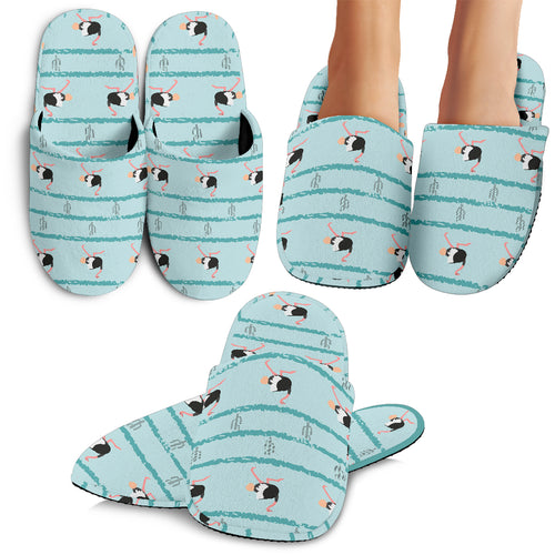 Ostrich Pattern Print Design 04 Slippers