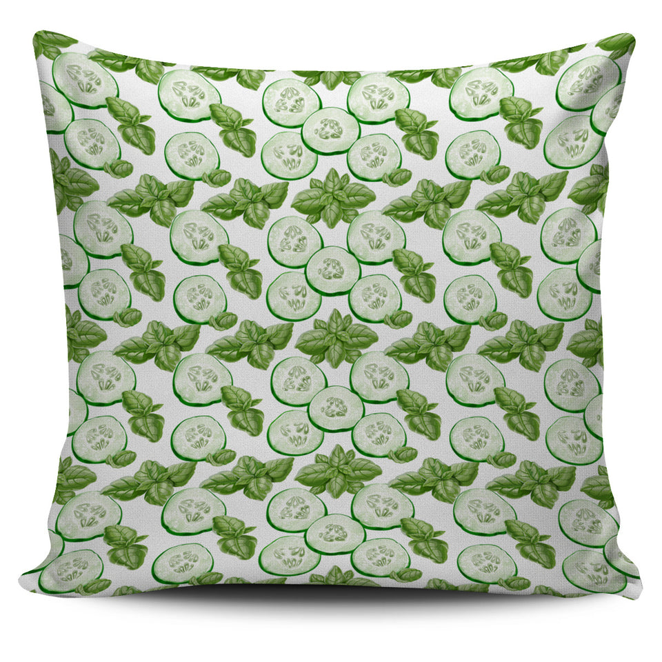 Sliced Cucumber Leaves Pattern Pillow Cover