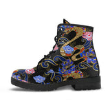 Snake Flower Pattern Leather Boots