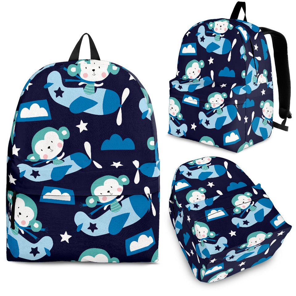 Monkey in Airplane Pattern Backpack