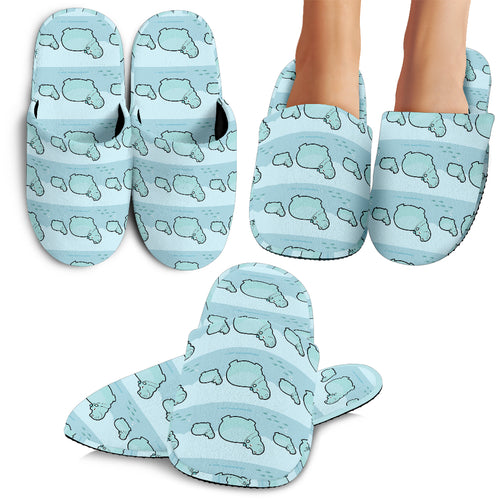 Hippopotamus Pattern Print Design 02 Slippers